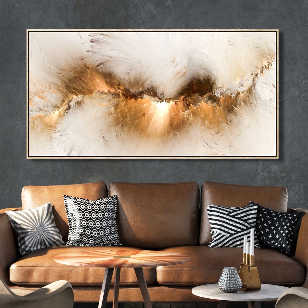 Golden Clouds Abstract Canvas Art - Designity Art