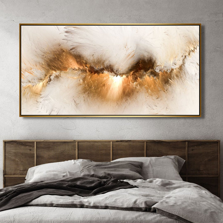 Golden Clouds Abstract Canvas Art - Designity Art