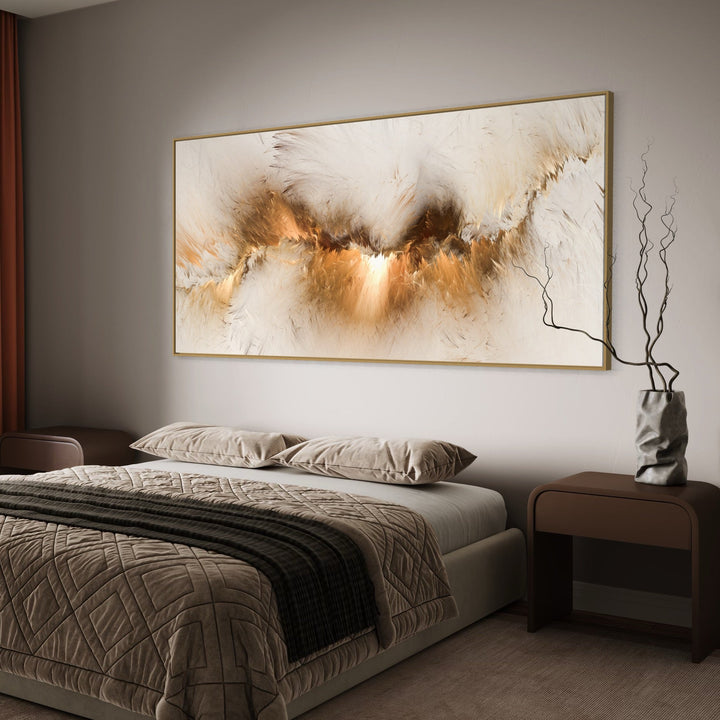 Golden Clouds Abstract Canvas Art - Designity Art