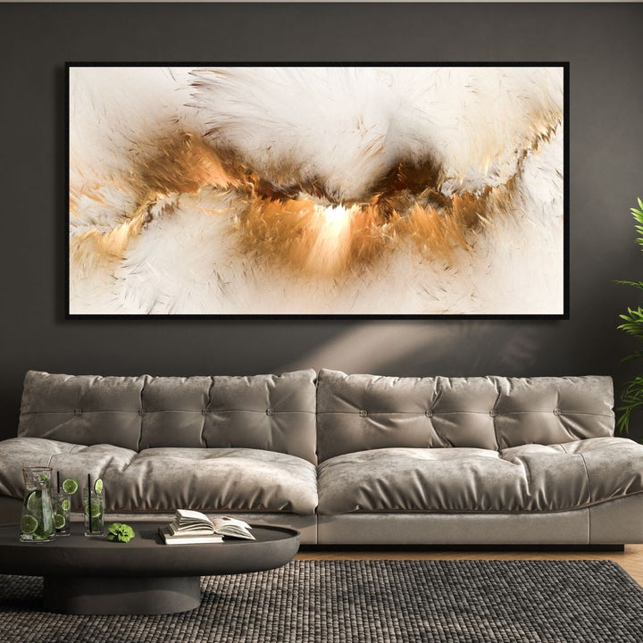 Golden Clouds Abstract Canvas Art - Designity Art