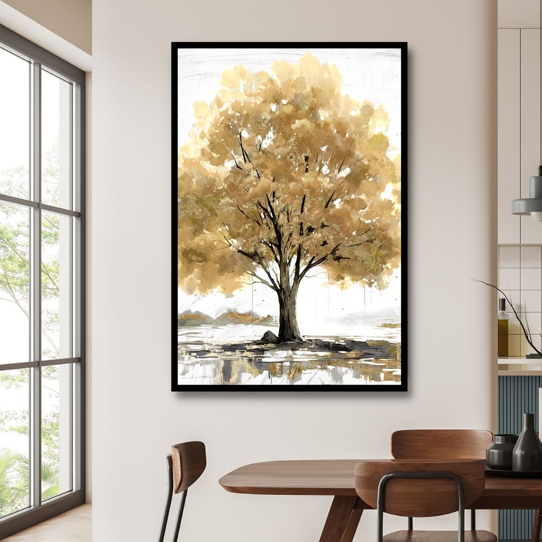 Golden Tree Abstract Canvas Wall Art - Designity Art