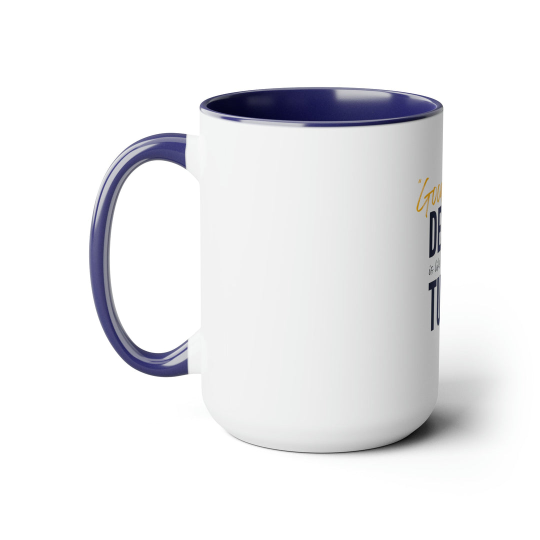 "Good Design is Like Making a Turkey" Creative Designer Two-Tone Coffee Mugs, 15oz - Mug - Designity Art