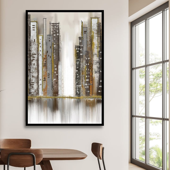 Gray and Gold City Abstract Art - Designity Art