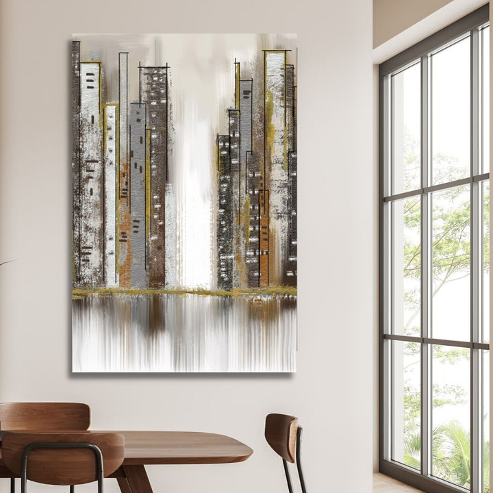 Gray and Gold City Abstract Art - Designity Art