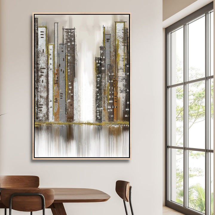 Gray and Gold City Abstract Art - Designity Art