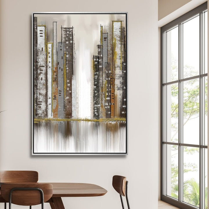 Gray and Gold City Abstract Art - Designity Art