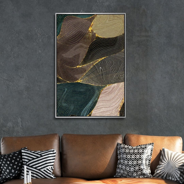 Green, Brown, Gold and Beige Fluid Abstract Art - Designity Art
