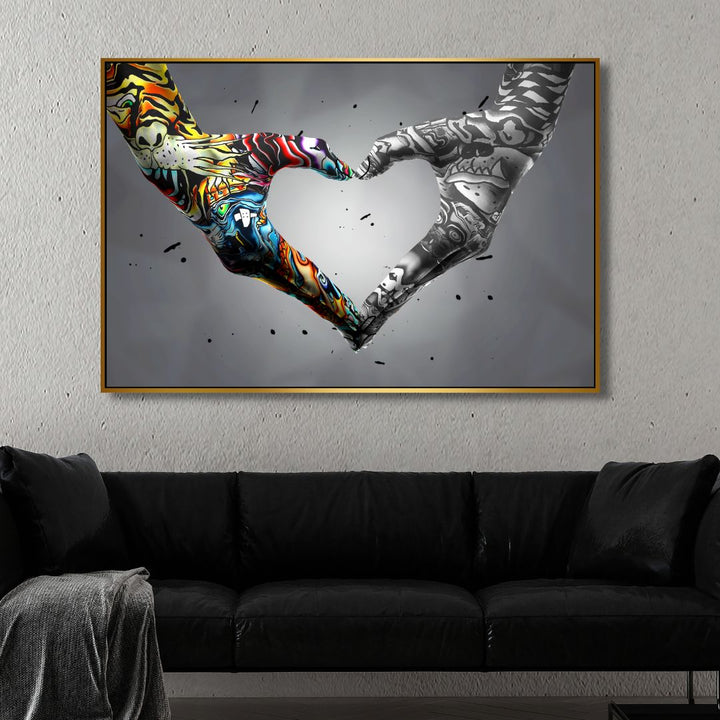 Heart Hand Gesture Graffiti Canvas Wall Art - Designity Art