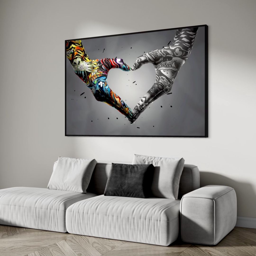 Heart Hand Gesture Graffiti Canvas Wall Art - Designity Art