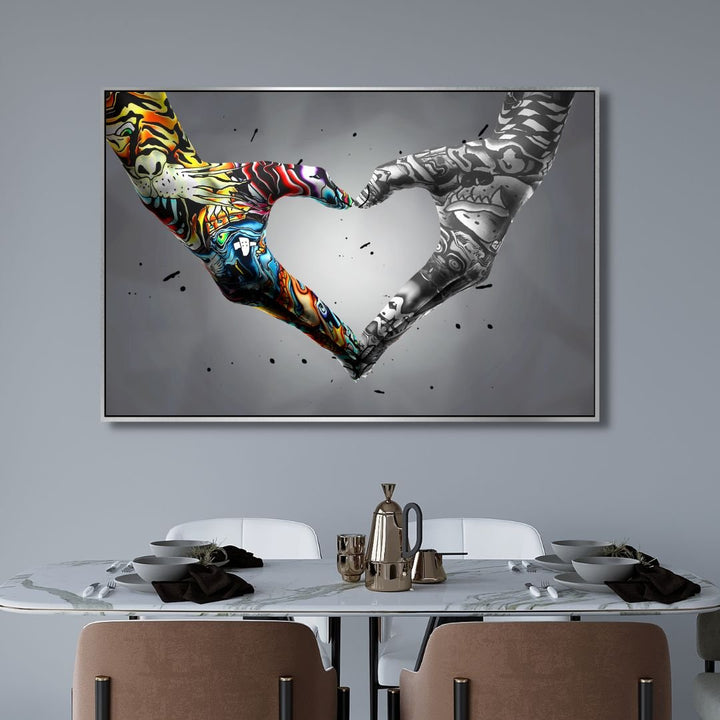 Heart Hand Gesture Graffiti Canvas Wall Art - Designity Art