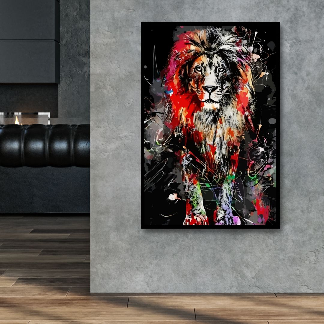 Lion Graffiti Canvas Wall Art - Designity Art