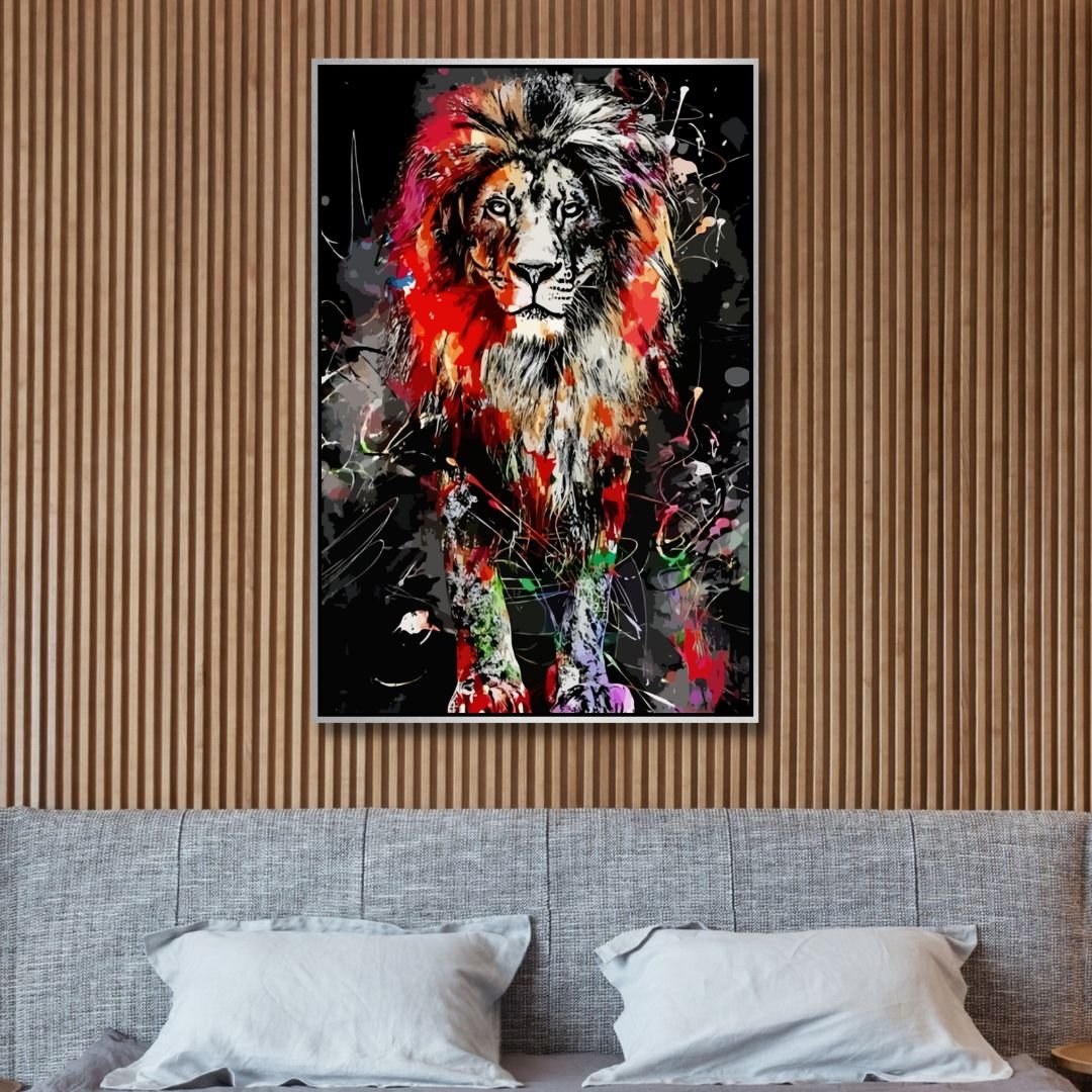 Lion Graffiti Canvas Wall Art - Designity Art