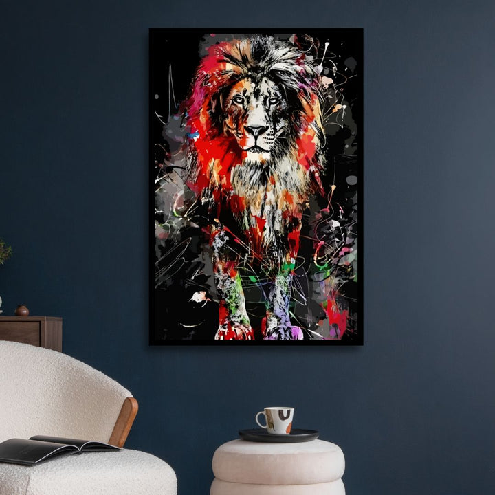 Lion Graffiti Canvas Wall Art - Designity Art