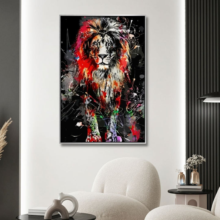 Lion Graffiti Canvas Wall Art - Designity Art