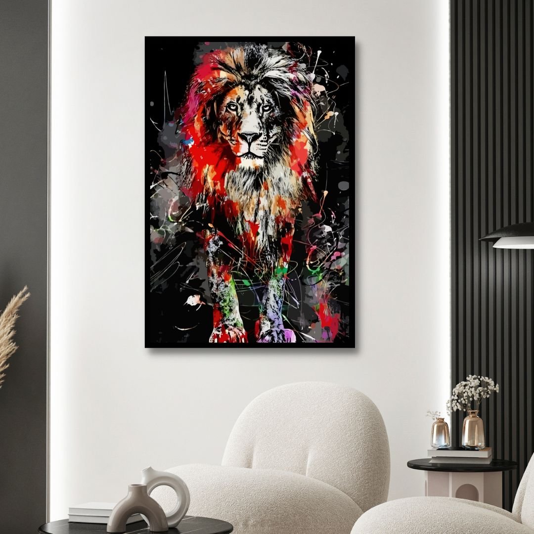 Lion Graffiti Canvas Wall Art - Designity Art