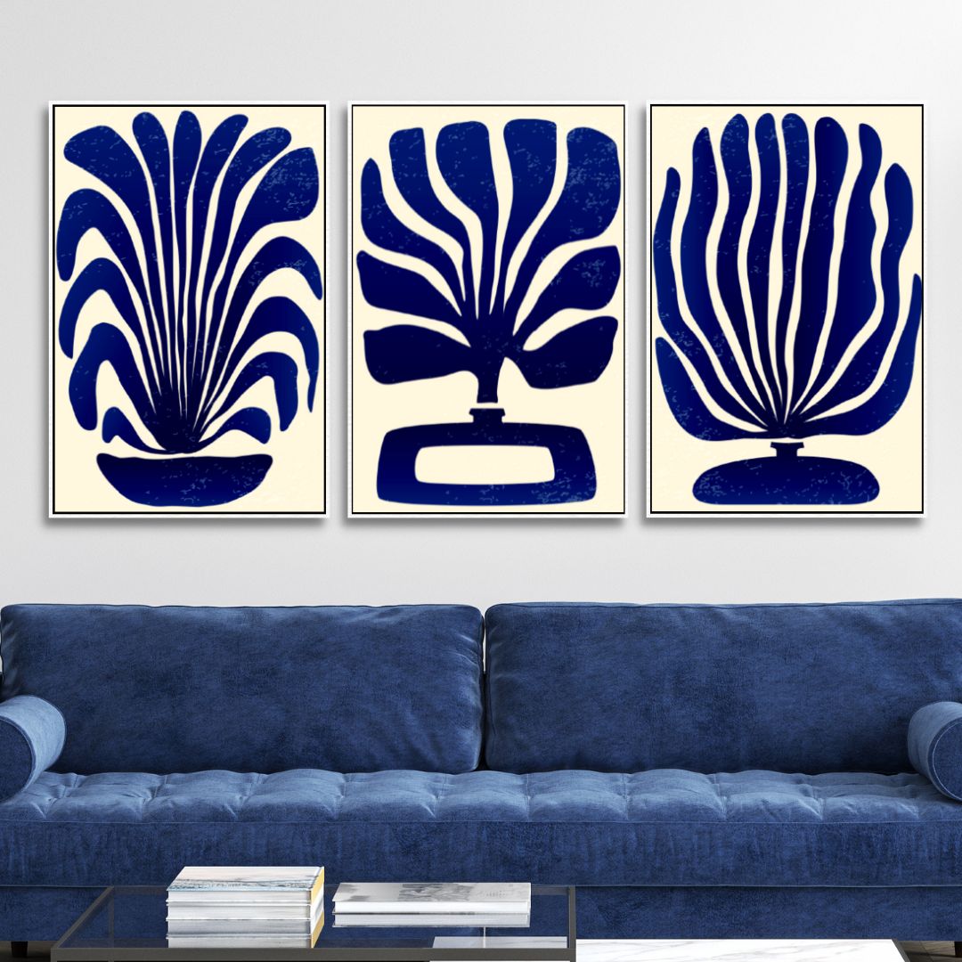 Matisse Style Blue Botanical Abstract Art - Designity Art