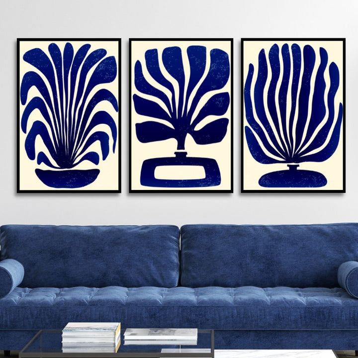 Matisse Style Blue Botanical Abstract Art - Designity Art