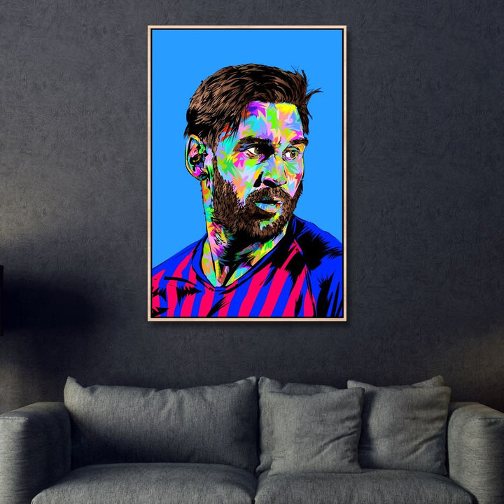 Messi Pop Art Canvas Wall Art - Designity Art