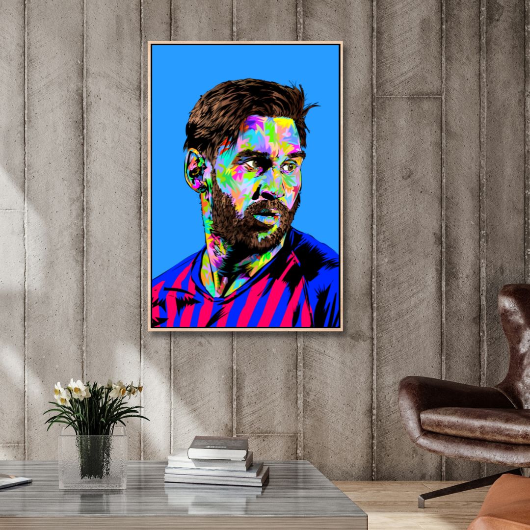 Messi Pop Art Canvas Wall Art - Designity Art