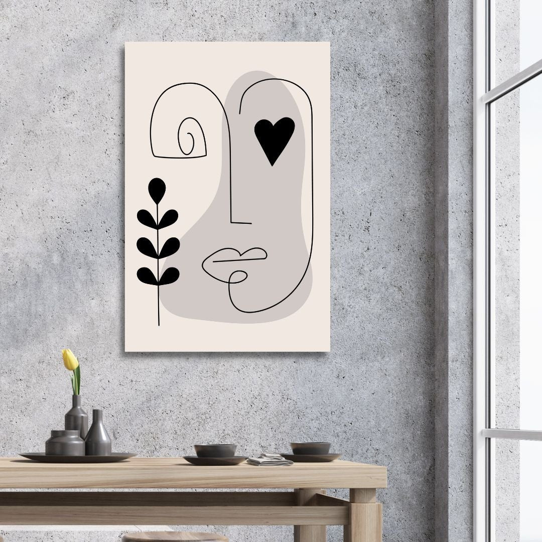 Minimalist One Line Face Abstract Art - Designity Art