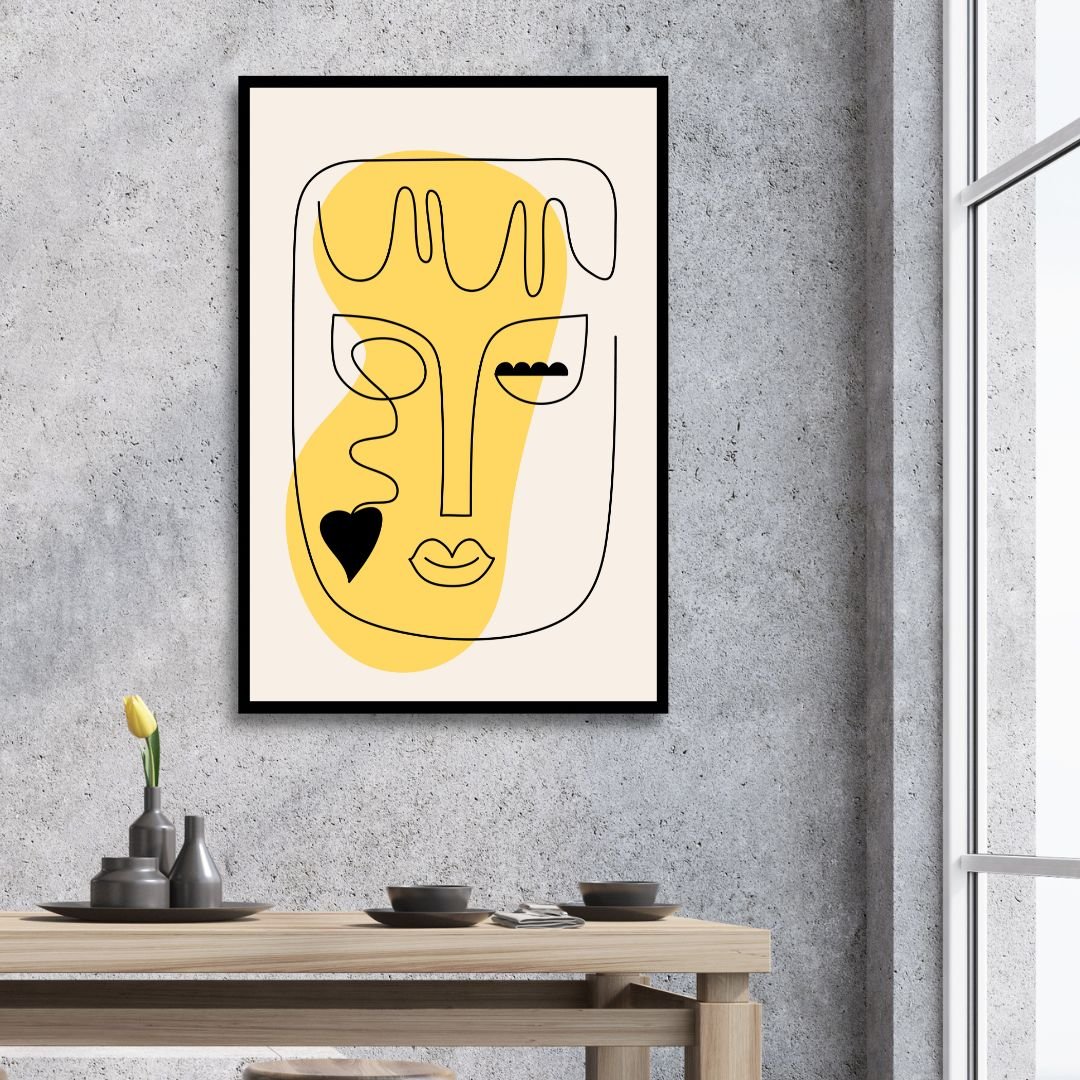 Minimalist One Line Face Abstract Art - Designity Art