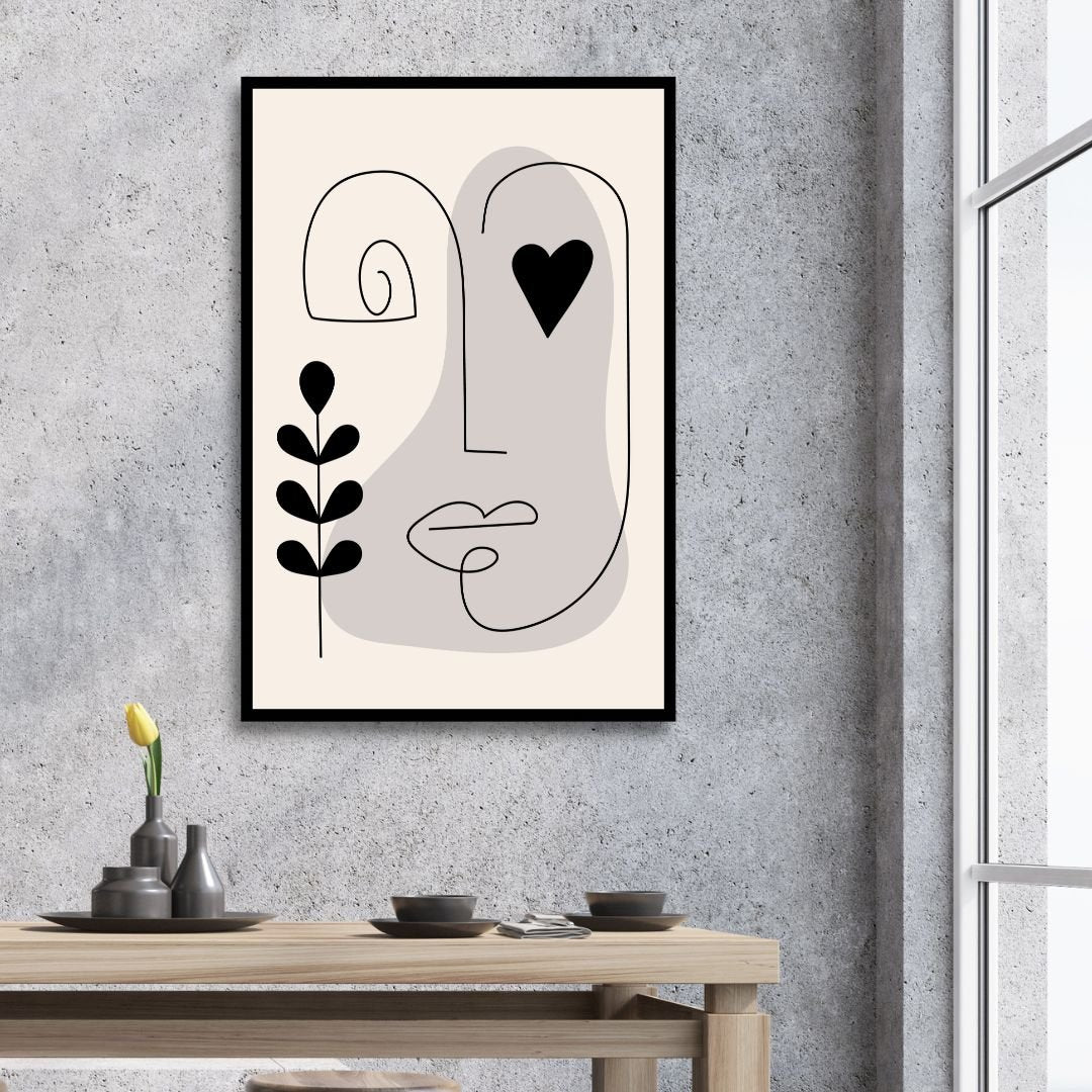 Minimalist One Line Face Abstract Art - Designity Art