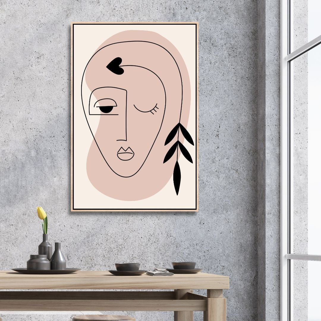 Minimalist One Line Face Abstract Art - Designity Art