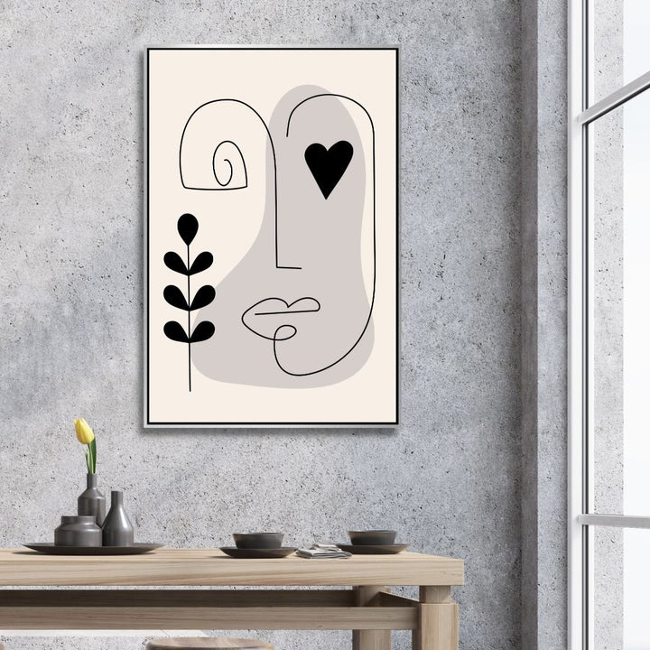 Minimalist One Line Face Abstract Art - Designity Art