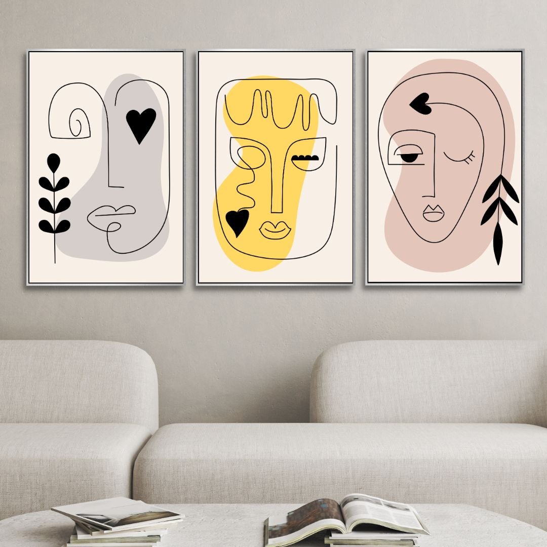 Minimalist One Line Face Abstract Art - Designity Art