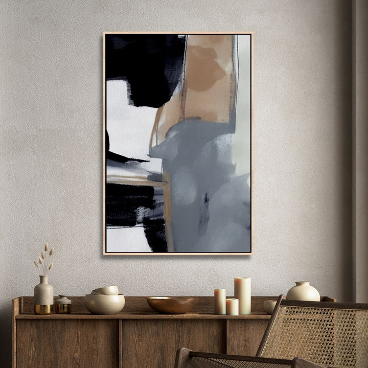 Modern Gray, Black and Beige Abstract Art - Designity Art