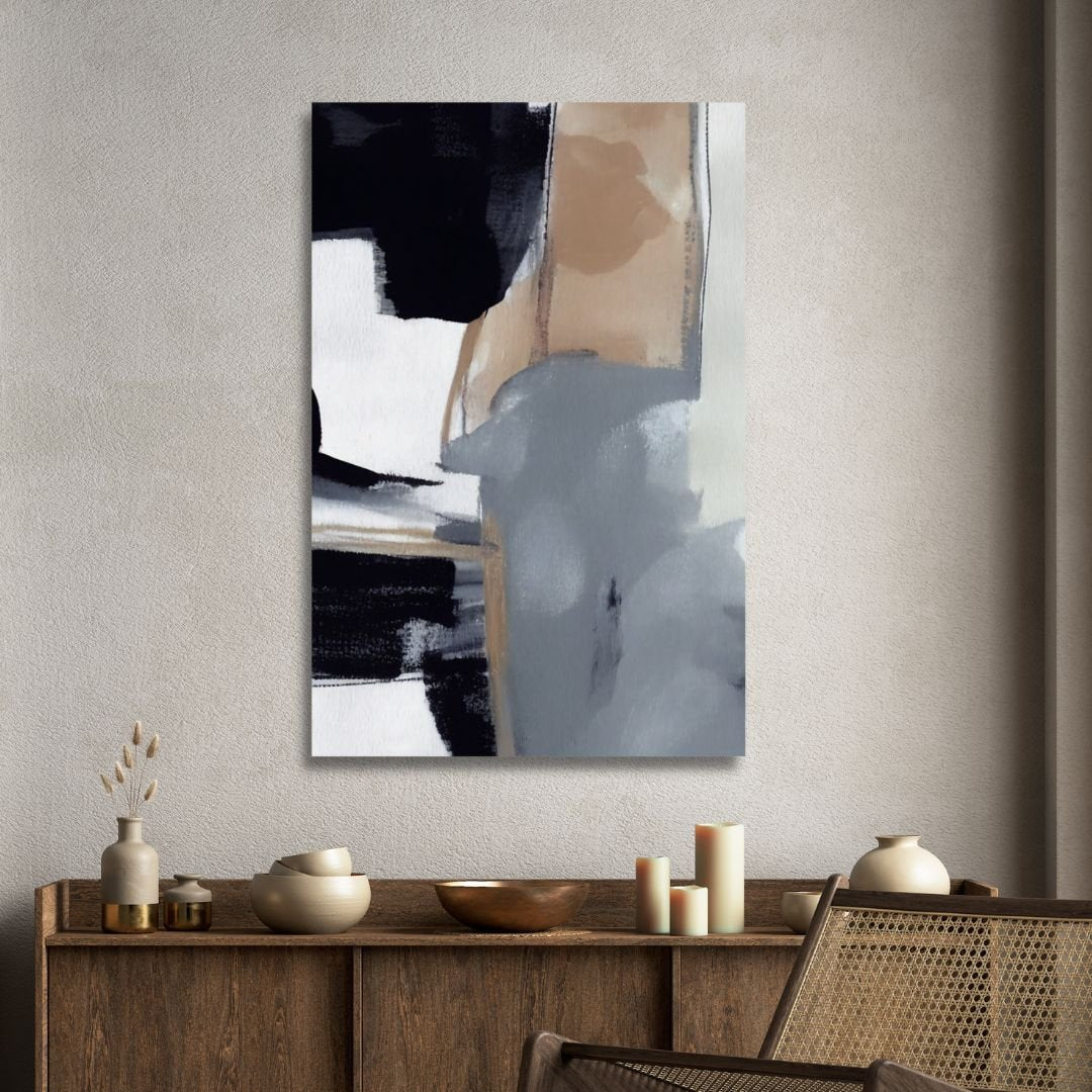 Modern Gray, Black and Beige Abstract Art - Designity Art