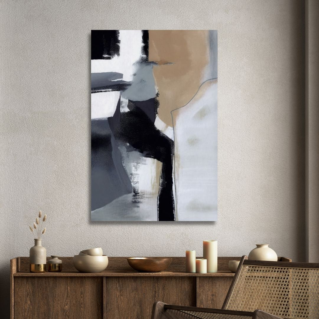 Modern Gray, Black and Beige Abstract Art - Designity Art