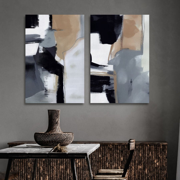 Modern Gray, Black and Beige Abstract Art - Designity Art