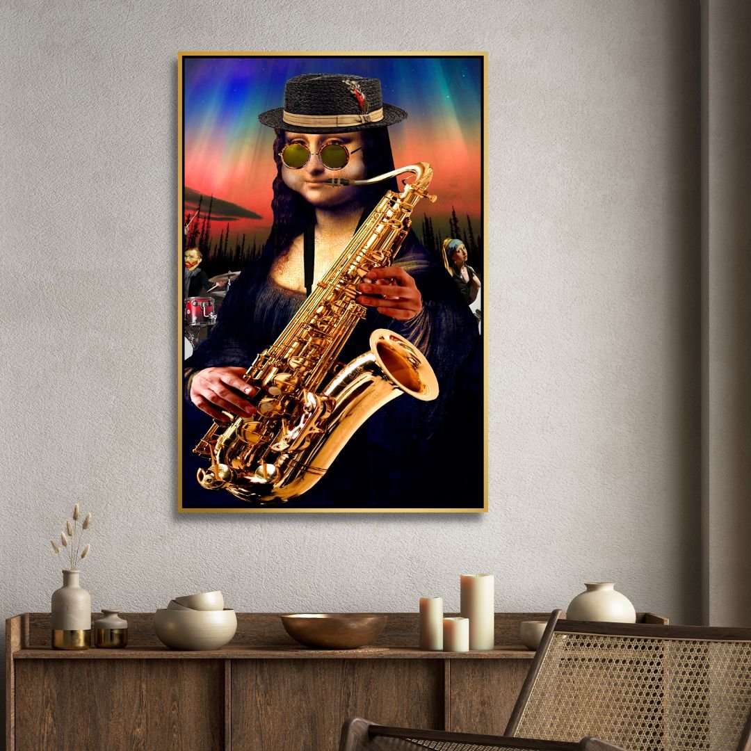 Musician Mona Lisa Canvas Wall Art - Designity Art