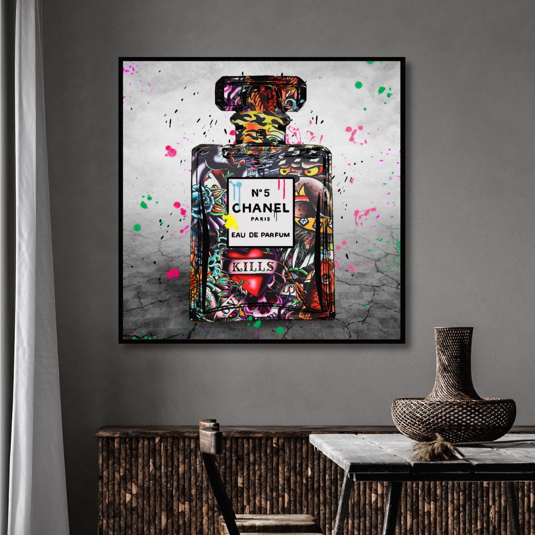 N5 Chanel Perfume Graffiti Canvas Wall Art - Designity Art