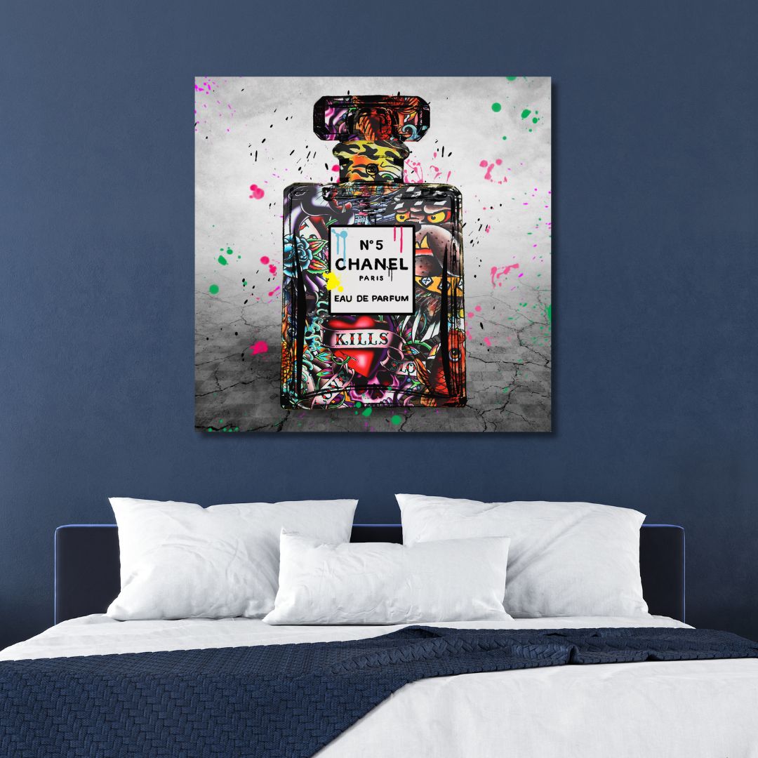 N5 Chanel Perfume Graffiti Canvas Wall Art - Designity Art