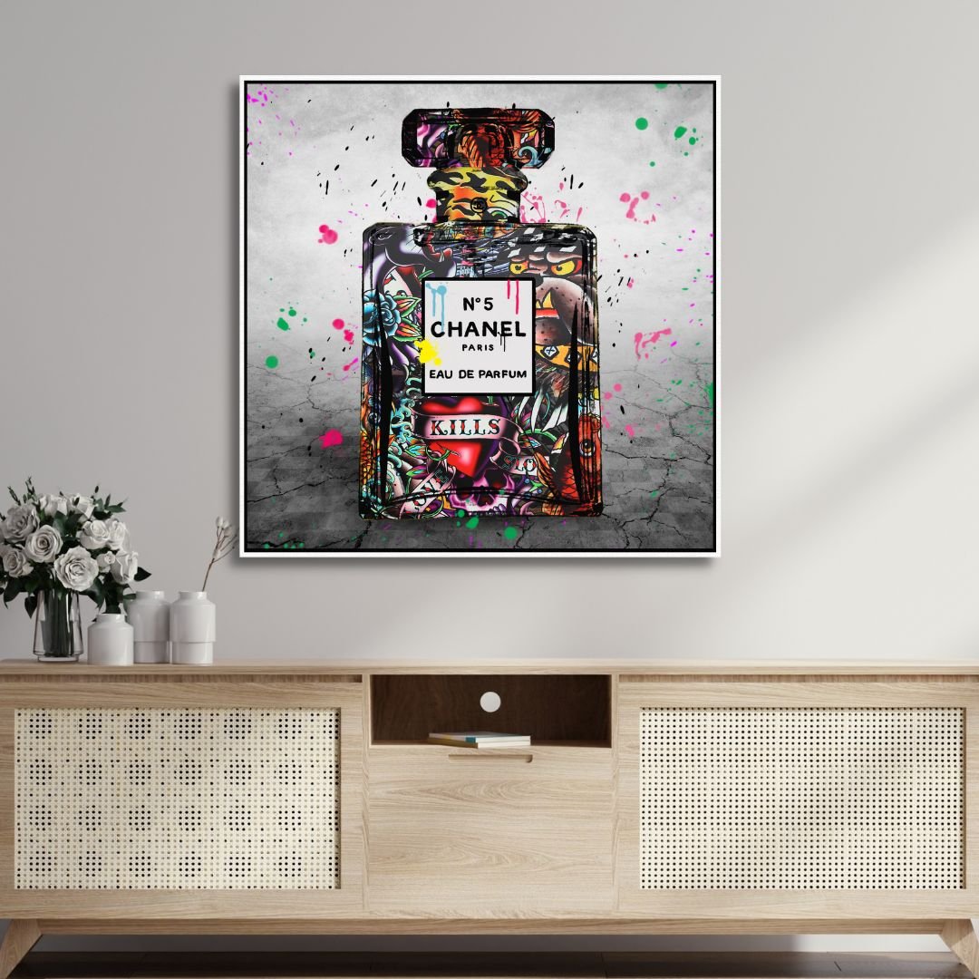 N5 Chanel Perfume Graffiti Canvas Wall Art - Designity Art