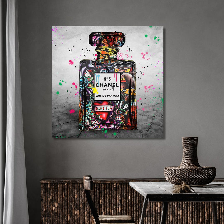 N5 Chanel Perfume Graffiti Canvas Wall Art - Designity Art