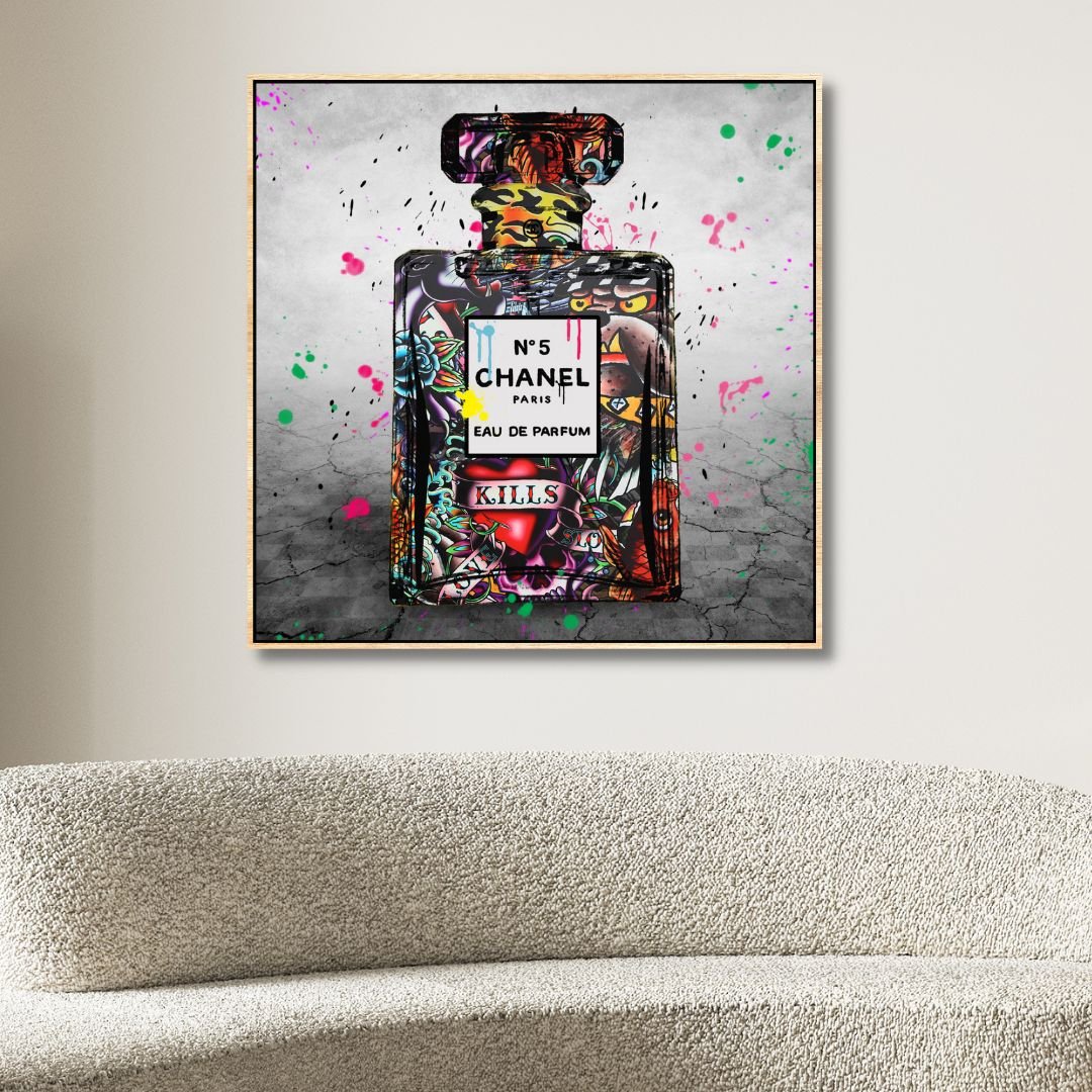 N5 Chanel Perfume Graffiti Canvas Wall Art - Designity Art