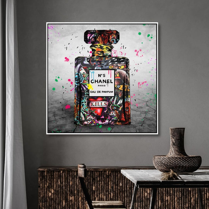 N5 Chanel Perfume Graffiti Canvas Wall Art - Designity Art