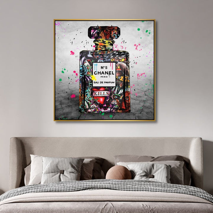 N5 Chanel Perfume Graffiti Canvas Wall Art - Designity Art