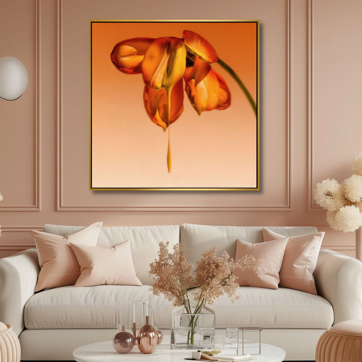 Orange Flower Tears Canvas Wall Art - Designity Art