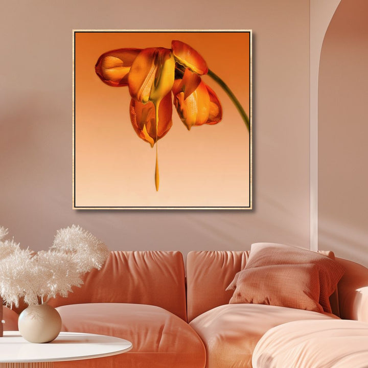 Orange Flower Tears Canvas Wall Art - Designity Art