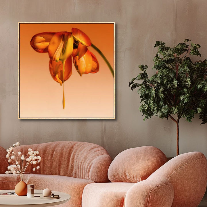 Orange Flower Tears Canvas Wall Art - Designity Art