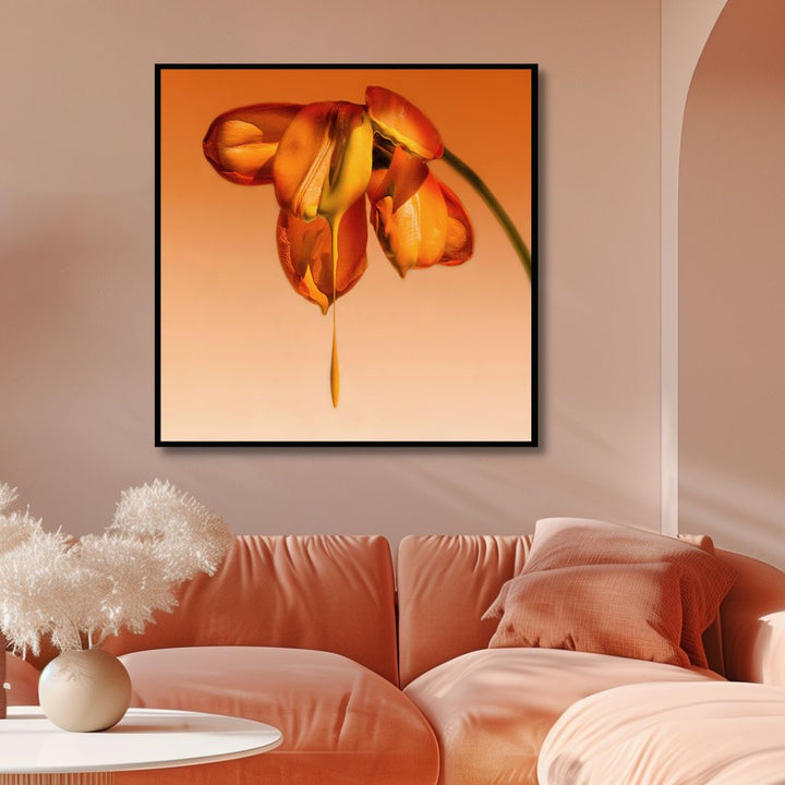 Orange Flower Tears Canvas Wall Art - Designity Art