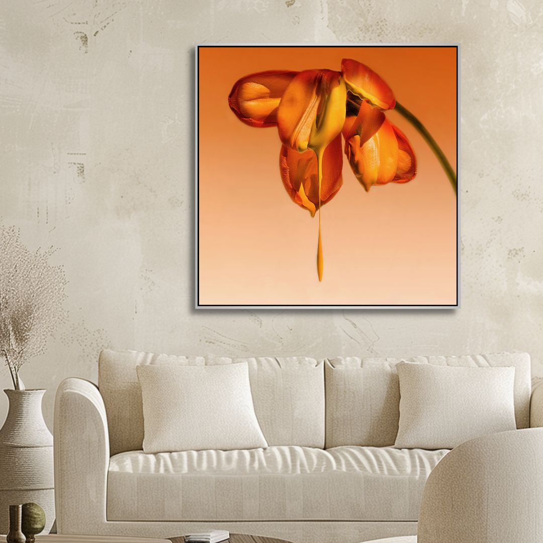 Orange Flower Tears Canvas Wall Art - Designity Art