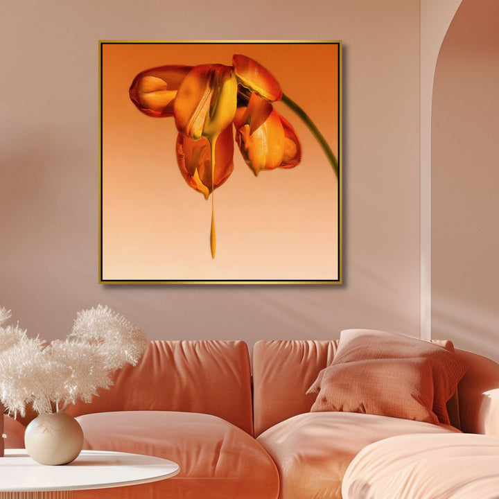 Orange Flower Tears Canvas Wall Art - Designity Art