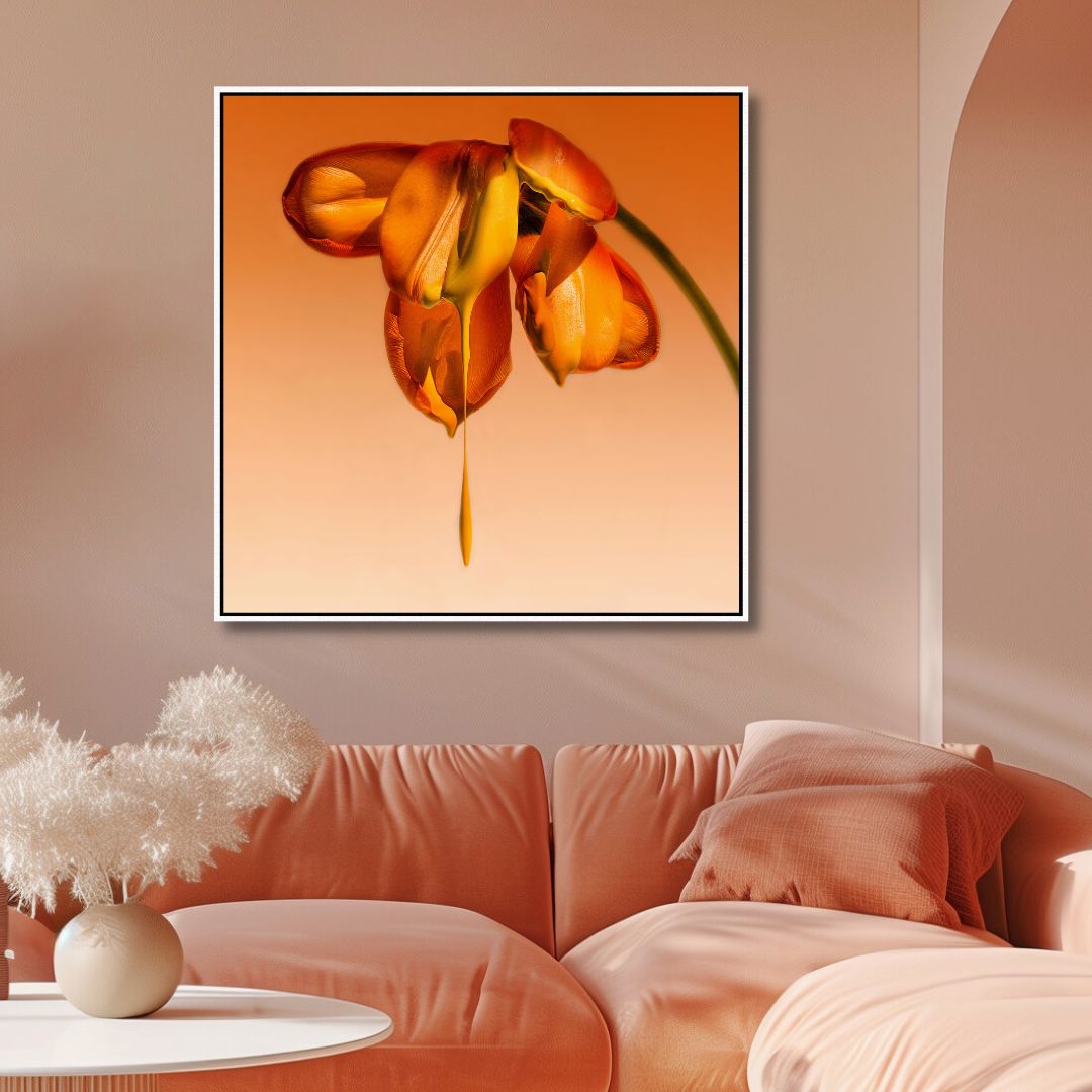 Orange Flower Tears Canvas Wall Art - Designity Art