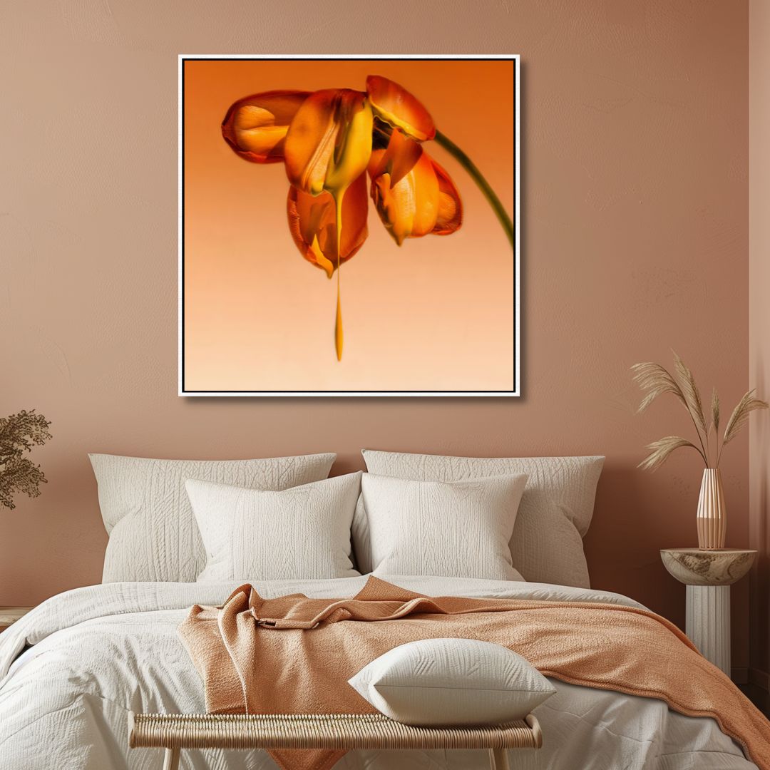 Orange Flower Tears Canvas Wall Art - Designity Art