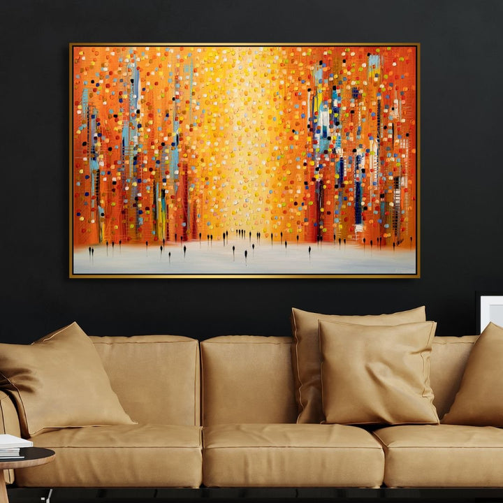 Orange Sunset Stroll Abstract Canvas Wall Art - Designity Art